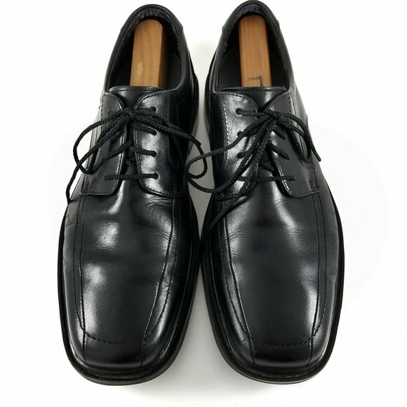 Bostonian Shoes Mens 9 W Black Leather Bicycle Toe Derby Formal Business Comfort - Picture 1 of 7